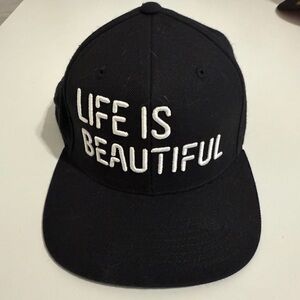 Black Cap with White Embroidery